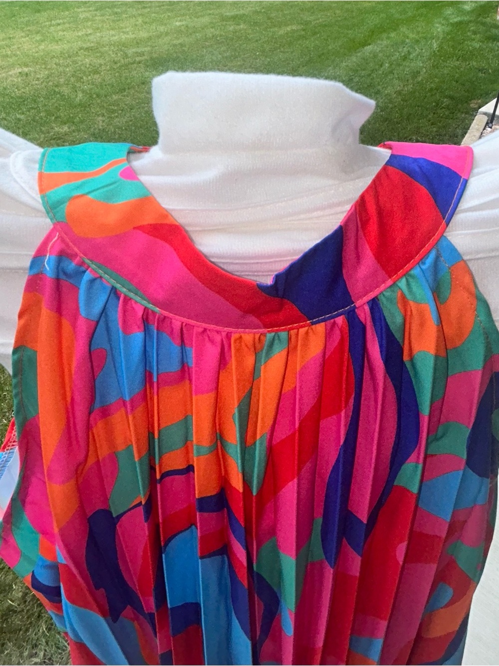 Women’s Colorful Abstract Sleeveless Midi Dress- Size 1Xl - Picture 3 of 7